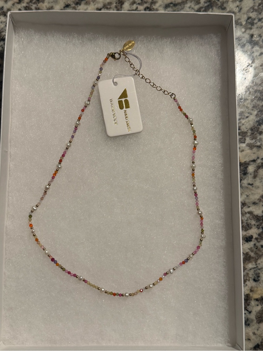Nikki Smith Gold-Accent Multicolor Rainbow Beaded Necklace Pearls Choker - Picture 5 of 8